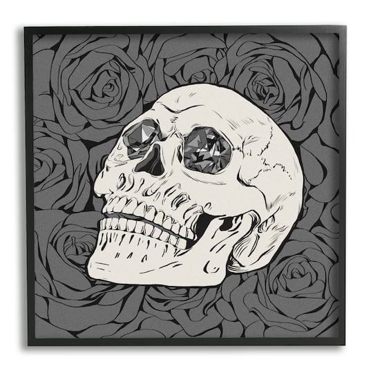 Stupell Industries Crystal Eyes Skull Goth Roses Framed Giclee Art